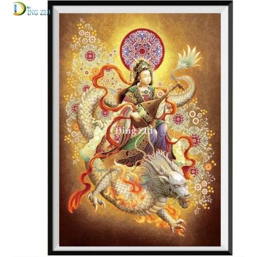 Diy Diamond Painting Flying Dragon Cross Stitch Kits Full Drill Beautiful Woman Playing The Pipa Handmade Embroidery Decor Gift