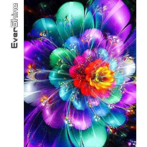 Evershine Full Square Round Diamond Painting Flower 5D DIY Diamond Embroidery Abstract Cross Stitch Kit Wall Decoration