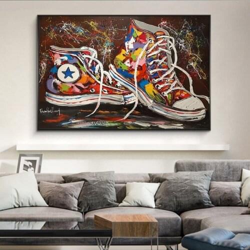 Graffiti Artwork Sneakers Canvas Posters and Prints Popular Street Art Sneakers Wall Pictures Modern Home Living Room Decoration