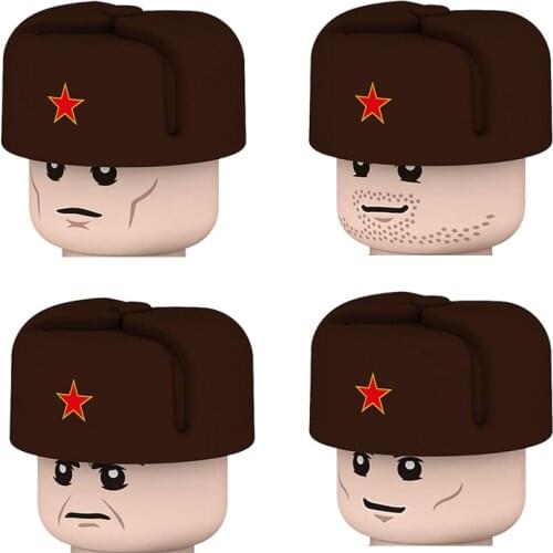 WW2 Army Military Soviet Union Soldiers Figures Building Blocks Russian Volunteers Two Color Weapons Guns Parts Mini Bricks Toy