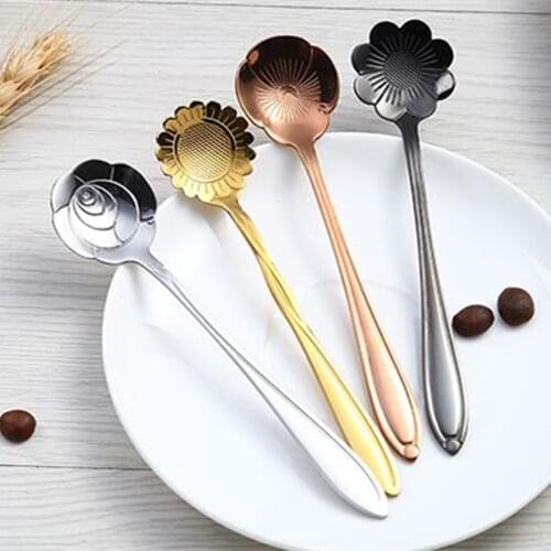 Stainless Steel Spoon Set Vintage Gold Flower Spoons Small Coffee Tea Spoon Tableware Sugar Dessert Teaspoon Bar Cafe