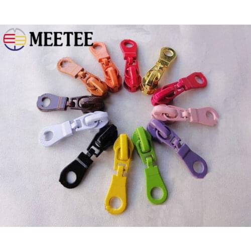 Meetee 10pcs 5# 7# Metal Zipper Sliders for Nylon Zip Bag Zippers Repair Kits Replacement Pocket Zips Head DIY Sewing Accessory