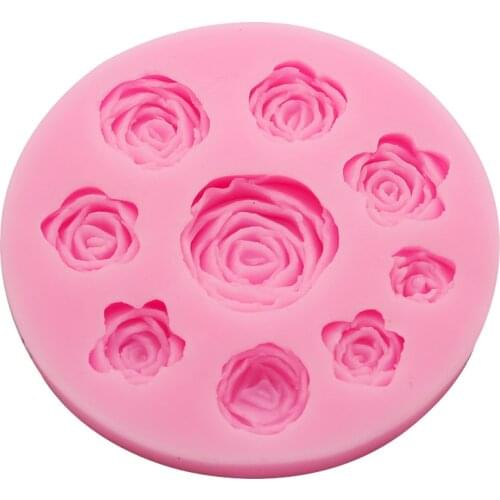 Mini Rose Flower Food Grade Silicone Mold Chocolate Cake Decorating Mould For Polymer Clay Crafts