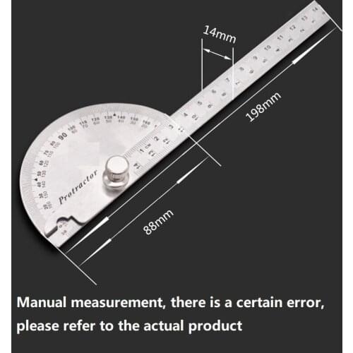 Multifunctional stainless steel woodworking round angle ruler, 180 degree adjustable protractor, mathematical measurement tool