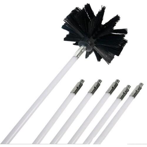 Nylon Chimney Brush Rods Kit Electrical Rotary Drill Drive Sweeping Cleaning Tool with Long Flexible 12FT Rods