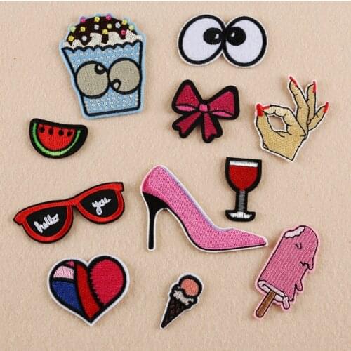 Customizable Wholesale Embroidered Cloth Stickers Computer Embroidered Zhang Zi Glasses High Heels Love DIY Handmade Accessories