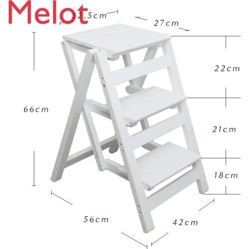 Small stool folding portable solid wood household step ladder ladder rack free installation space indoor indoor climbing stool