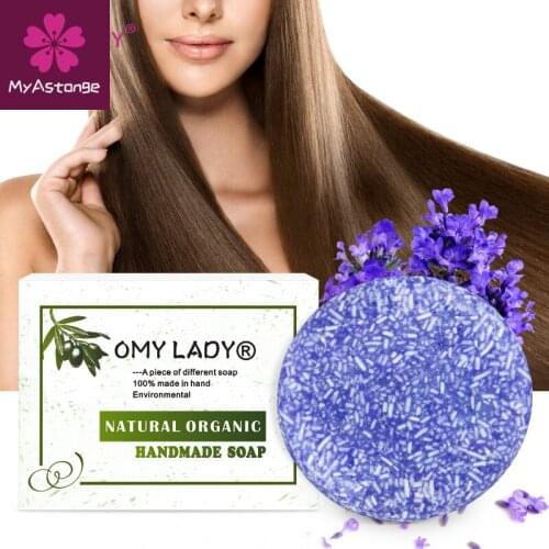 OMY LADY 100% Pure Natural Handmade Shampoo Soap Lavender Extract Essential Oil Hair Cold Processed Anti-Dandruff Off Hair Care