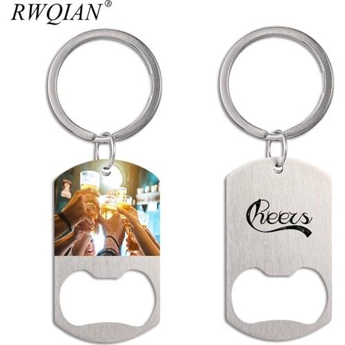 Custom Bottle Opener Keychain Personalized Stainless Steel Key Chain Custom Photo Beer Bar Tool Keyring for Dad Boyfriend Gifts