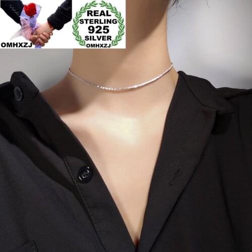 OMHXZJ Wholesale NA370 European Fashion Woman Girl Party Birthday Wedding Gift Simple Slim 925 Sterling Silver Choker Necklace