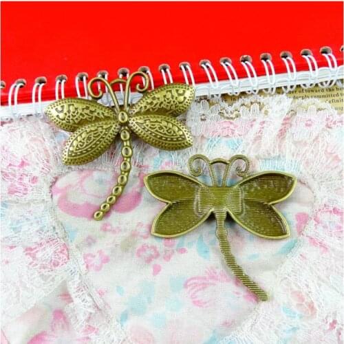 6pcs/lot Antique Bronze Plated Dragonfly Charms Pendants Findings 56.1*59.5MM DIY jewelry accessories