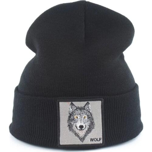 Dropshipping Womens Beanie Hat Warm Winter Knitted Hats For Men Bulldog Embroidery Hip Hop Cap Slouchy Skullies Beanies