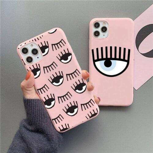 Ferragnies Eyes C-Chiara Phone Case For iphone 12 11 Pro Max Mini XS 8 7 6 6S Plus X SE 2020 XR Matte Candy Pink Silicone cover