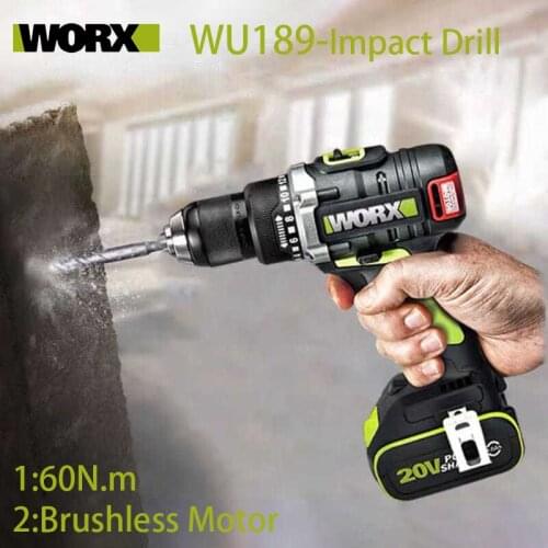Worx Impact Drill WU189 20v 60Nm 32000bpm Brushless Motor Cordless Adjust Torque Professional Tool