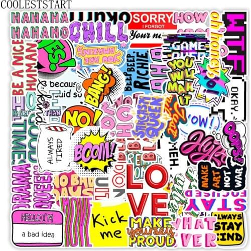 10/50Pcs English Letters Inspirational Quotes Sticker For Skateboard Suitcase Refrigerator Scrapbook Laptop Motorcycle Helmet