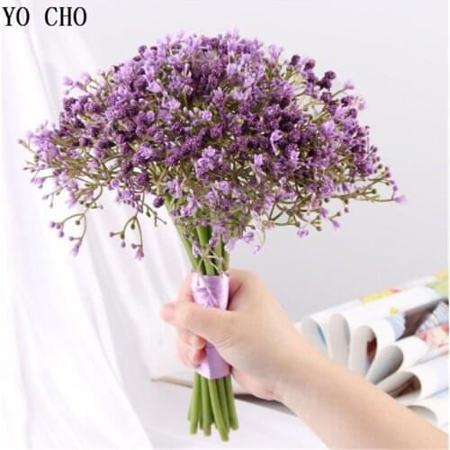 YO CHO Home Decoration Accessories Babysbreath Bridal Bouquet Real Toch Plastic Flower Wedding Bouquet Home Party Accessories