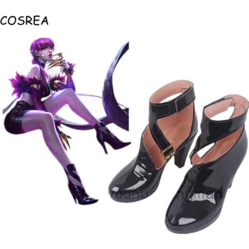 KDA Cosplay High Heels Female Women Leather Shoes Casual LOL AKALI Cosplay Ladies Shoes Game Ankle Boots Heels