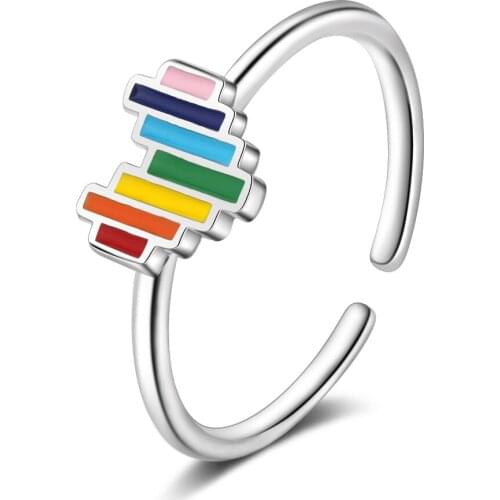 WANGAIYAO ring female Japanese and Korean style simple small fresh cute rainbow love adjustable hand jewelry
