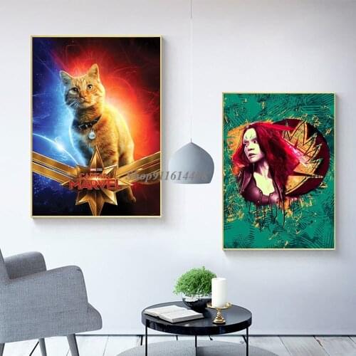 Animal Cat Pictures Living Room Decor Captain Chewie Marvel Movie Posters Prints Art Canvas Painting Wall Art Decor Decorations
