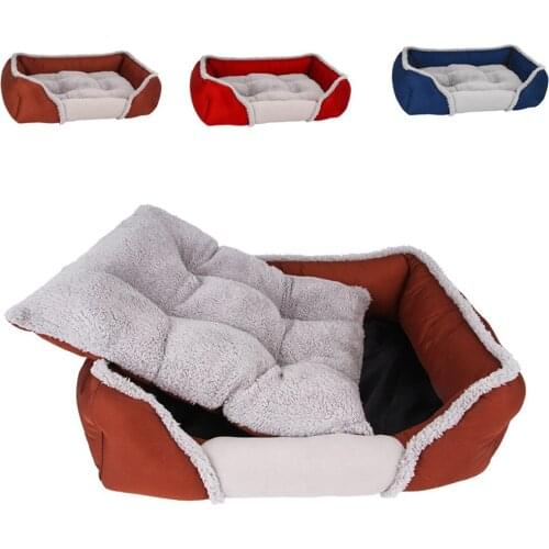 Winter Dog Bed Soft Fleece Warm Pet Sofa Mat Anti-Slip Bottom Indoor Cat House Cozy Puppy Sleeping Nest Washable Kennel Pad