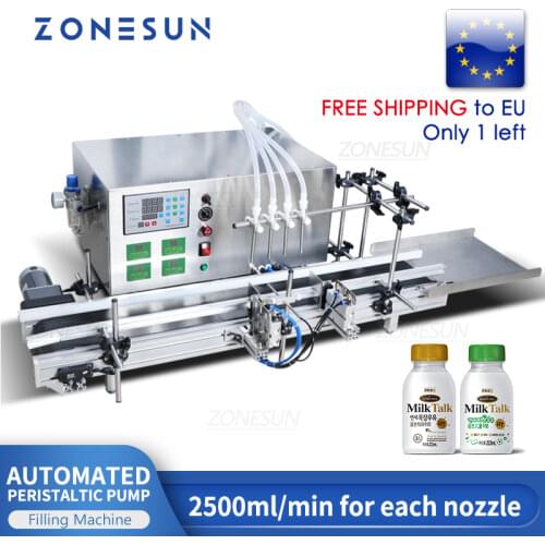 ZONESUN Automatic Desktop CNC Peristaltic Pump Liquid Filling Machine With Conveyor For Alcohol Hydrogen Peroxide Water Filler