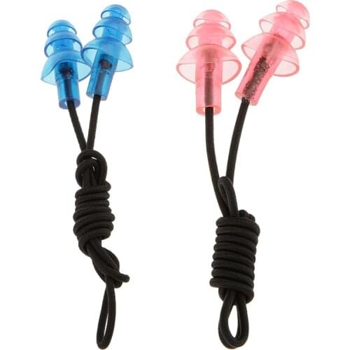 1 Pair Professional Soft Silicone Swimming Ear Plugs with String Cord Swimmer Protection Earplugs