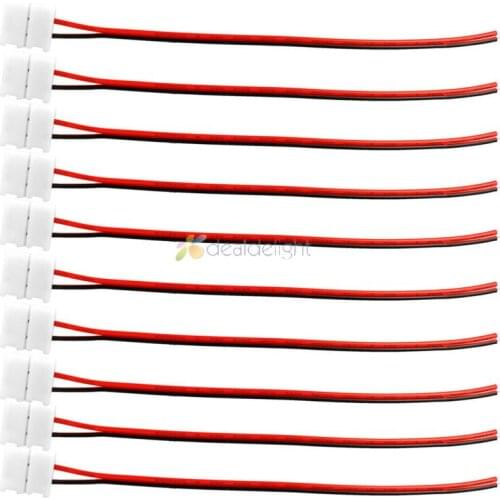 10pcs 10mm 2 pin Connector Adapter with Cable For 5050 Single Color LED Strip Connect to Power supply