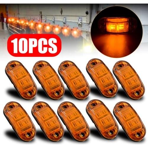 10pcs 10V / 30V Amber 2LED Car Signal Light Oval Clearance Trailer Truck LED Side Marker Lamp Waterproof