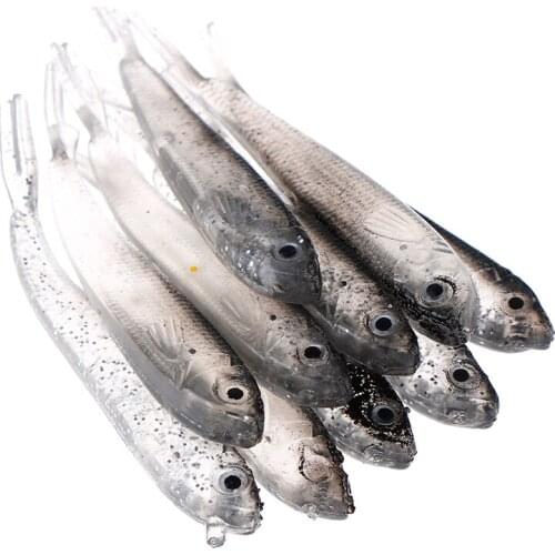 10Pcs Soft Silicone Fishing Lure Minnow Saltwater Freshwater Worms Wobblers Silicone Artificial Bait Bass Tackle Jigs 2.2g 8cm