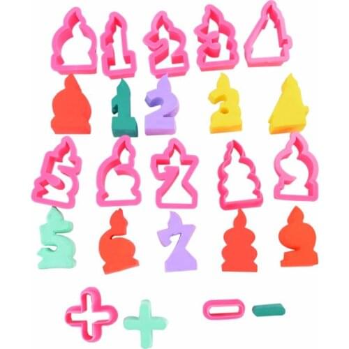 12pcs/set Plastic Torch Numbers Cookie Cutters Chocolate Fondant Birthday Cake Decor Molds Cake Topper Party Decoration