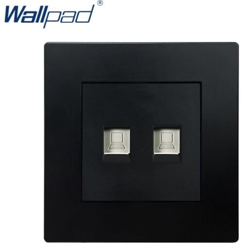 2 DATA RJ45 Socket Computer Network CAT6 Ethernet Black PC Panel Wallpad Luxury Wall Power Electrical Outlet Sockets