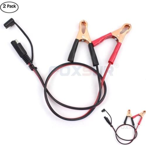 2PCS 60CM SAE to Alligator Clip Cable Battery Charger 2 Pin Wire Crocodile clamp Connector DC Cord SAE Quick Connect