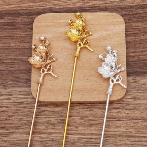 5 Pieces Vintage Flower Hair Sticks Hairpins Hair Clip Diy Wedding Hair Accessories Jewelry Making