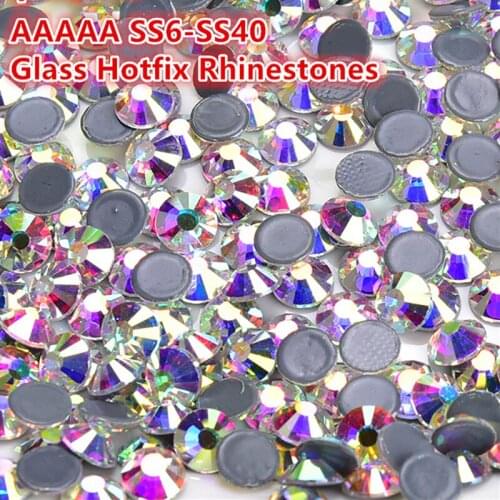 AAAAA Glass DIY Nail Art Rhinestone Hotfix Crystal AB Stone Iron On Transfers Strass Wedding Decoration Makeups Accessories