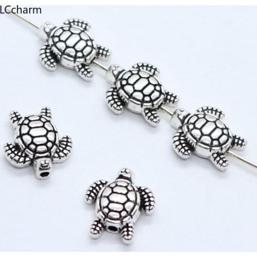 33pcs Tibetan Silver Sea Turtle Tortoise Charm Loose Spacer Beads 11x13mm DIY Jewelry Making