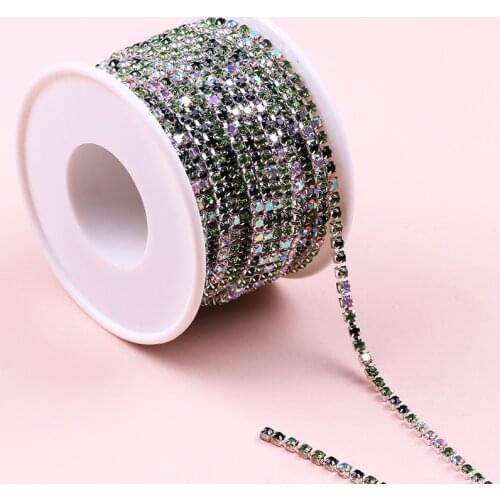 10 Yard/Roll Density Flatback Rhinestone Chain Sew-On Glue-On ss6/ss8/ss10/ss12 Silver Base Rhinestone Trim DIY Decor