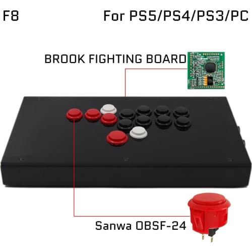 F8-PS All Buttons Hitbox Style Arcade Joystick Fight Stick Game Controller For PS4/PS3/PC Sanwa OBSF-24 30