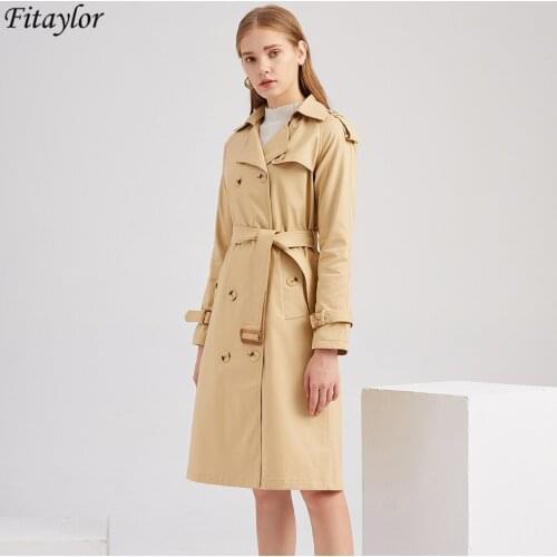 Женские классические тренчи Fitaylor China At AliExpress