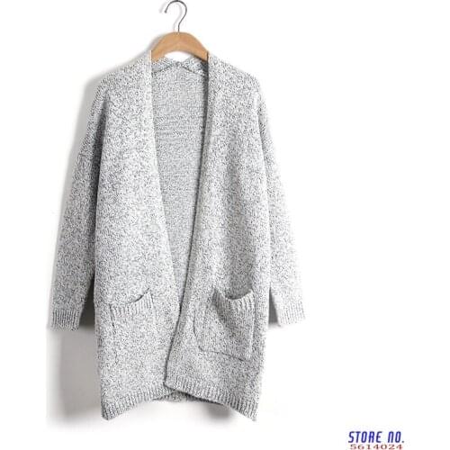 Cardigan Feminino 2017 Autumn V Neck Long Sweater Women Loose Pocket Oversized Knitwear Warm Coat Plus Size 4XL 5XL LS37