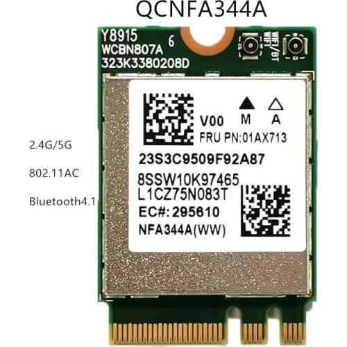 Wireless Adapter Card for Qualcomm Atheros Wireless AC Wi-Fi QCNFA344A NFA344A Dual Band+BT4.1 bluetooth 4.1 NGFF Card 01AX713