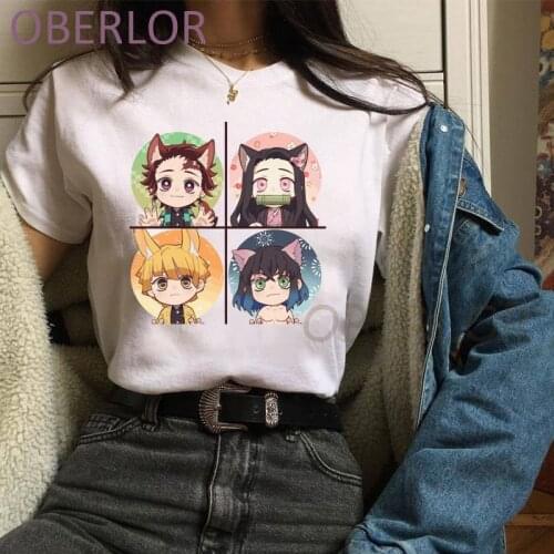 Kawaii Nezuko T Shirts womans t-shirt Kimetsu No Yaiba Graphic T-shirts anime Demon Slayer Inosuke short sleeve t-shirts female
