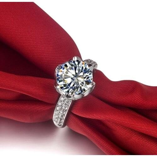 18K White Gold Au750 Engagement Ring 1CT Lotus Flower Female Diamond Ring White Gold Ring Forever Brilliant