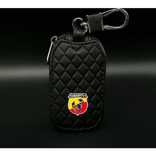For Abarth 695 595 Leather Key Case Car Keychain For Fiat 500 Punto 124 125 Ducato With Metal Logo Key Cover Car Accessiories