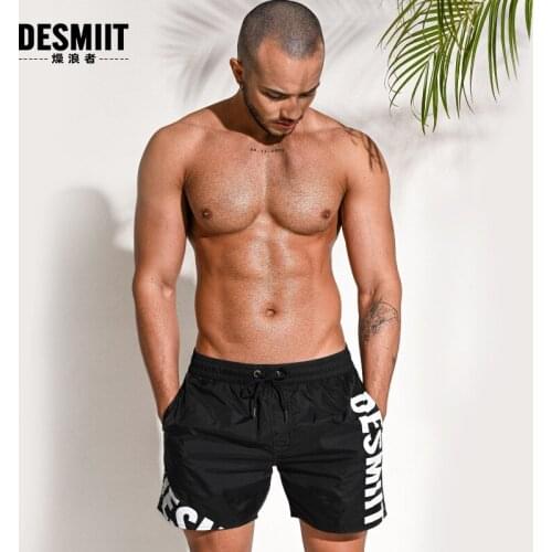 Desmiit Summer Mens Swimming Trunks Lightweight Breathable Beach Running Fitness Shorts Swimwear Surf Board Shorts Bathing Suit
