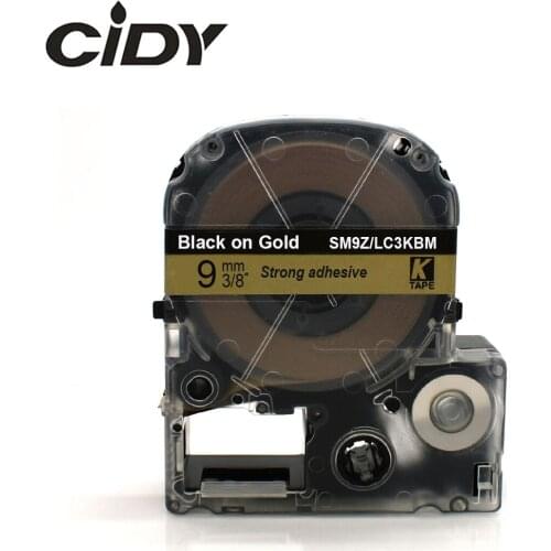 CIDY 9mm Black on Gold SM9Z / LC-3KBM9 LC-3KBM LC 3KBM LC3KBM compatible label tapes for kingjim printers for LW300 LW400