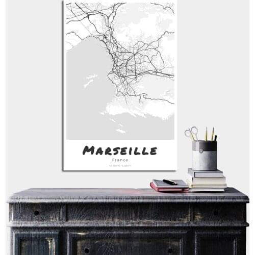 Marseille Print Canvas Painting Nordic Poster Large Canvas Wall Art Painting Canvas European Michael Jordan Poster Giclee Fabric