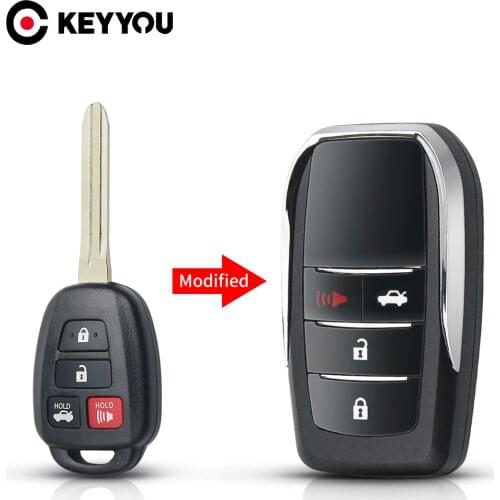 KEYYOU For Toyota Modified Remote Car Key Shell For Toyota CAMRY Corolla YARIS Vios Prado TOY43 Blade Fob Case Replacement