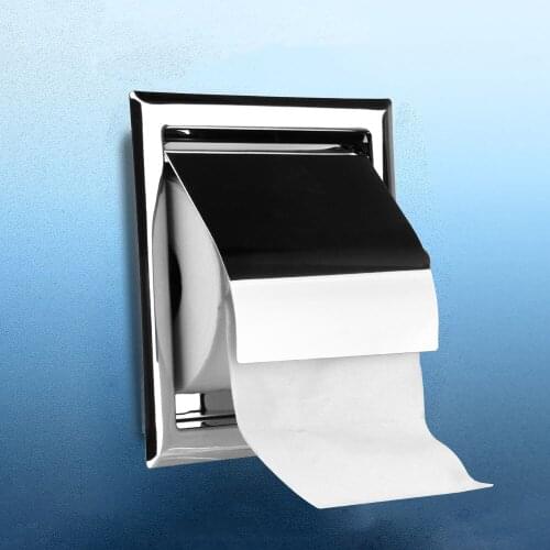 Wall Mounted Toilet Paper Holder Stainless Steel Concealable Polished Chrome Roll Paper Box