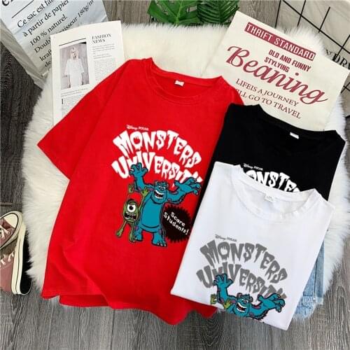 New cotton T-shirt high quality Monsters, Inc Summer loose INS printed Harajuku T-shirt