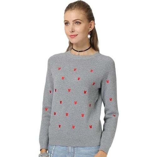 Simple Long-sleeved Knitted Sweater 2019 Autumn Womens Slim Round Collar Pullover Women Printing Casual Sweaters Organic